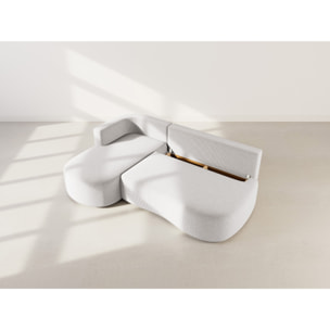 Mahina - canapé d'angle gauche 4 places convertible avec coffre en velours côtelé - Gris clair