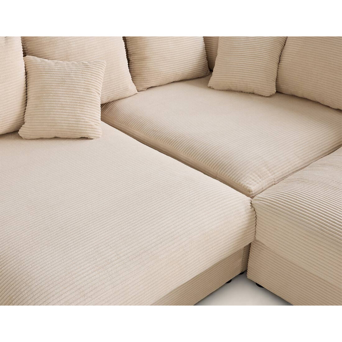Aspen - canapé d'angle réversible 5 places - assise profonde - en velours côtelé - Beige
