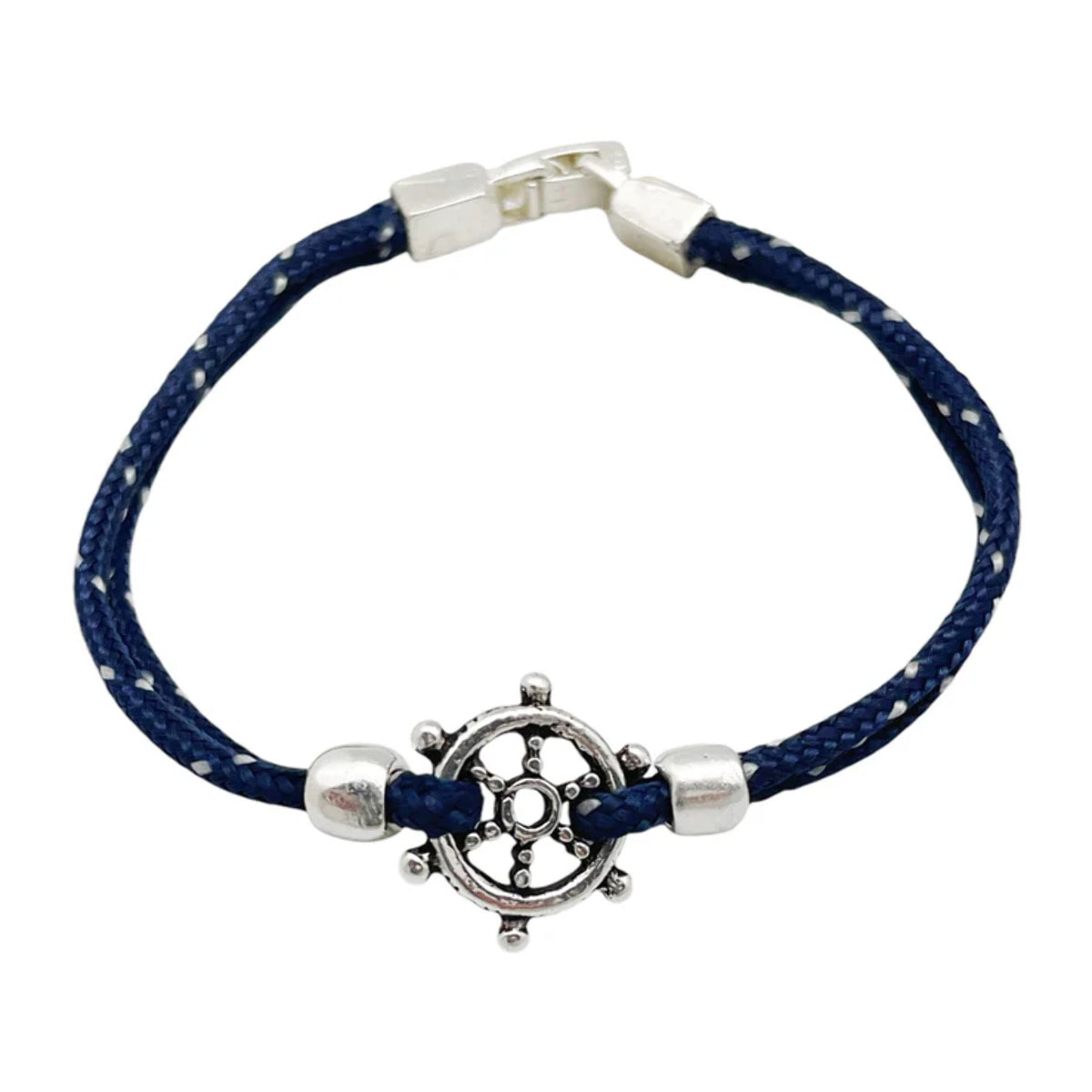 Conjunto pulsera y llavero Marinero en paracord azul jaspe