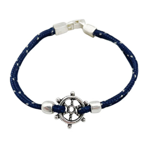 Conjunto pulsera y llavero Marinero en paracord azul jaspe