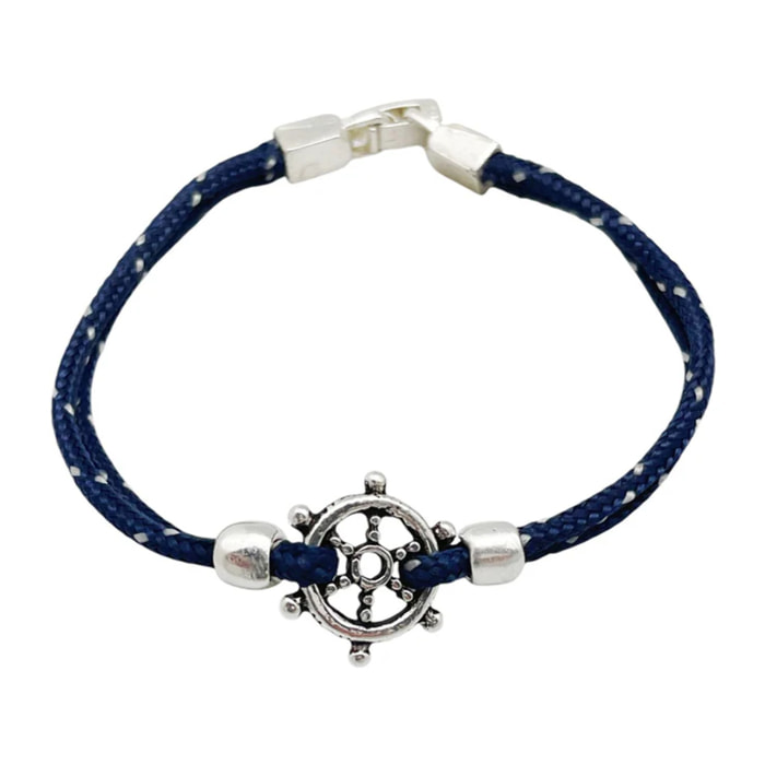Conjunto pulsera y llavero Marinero en paracord azul jaspe