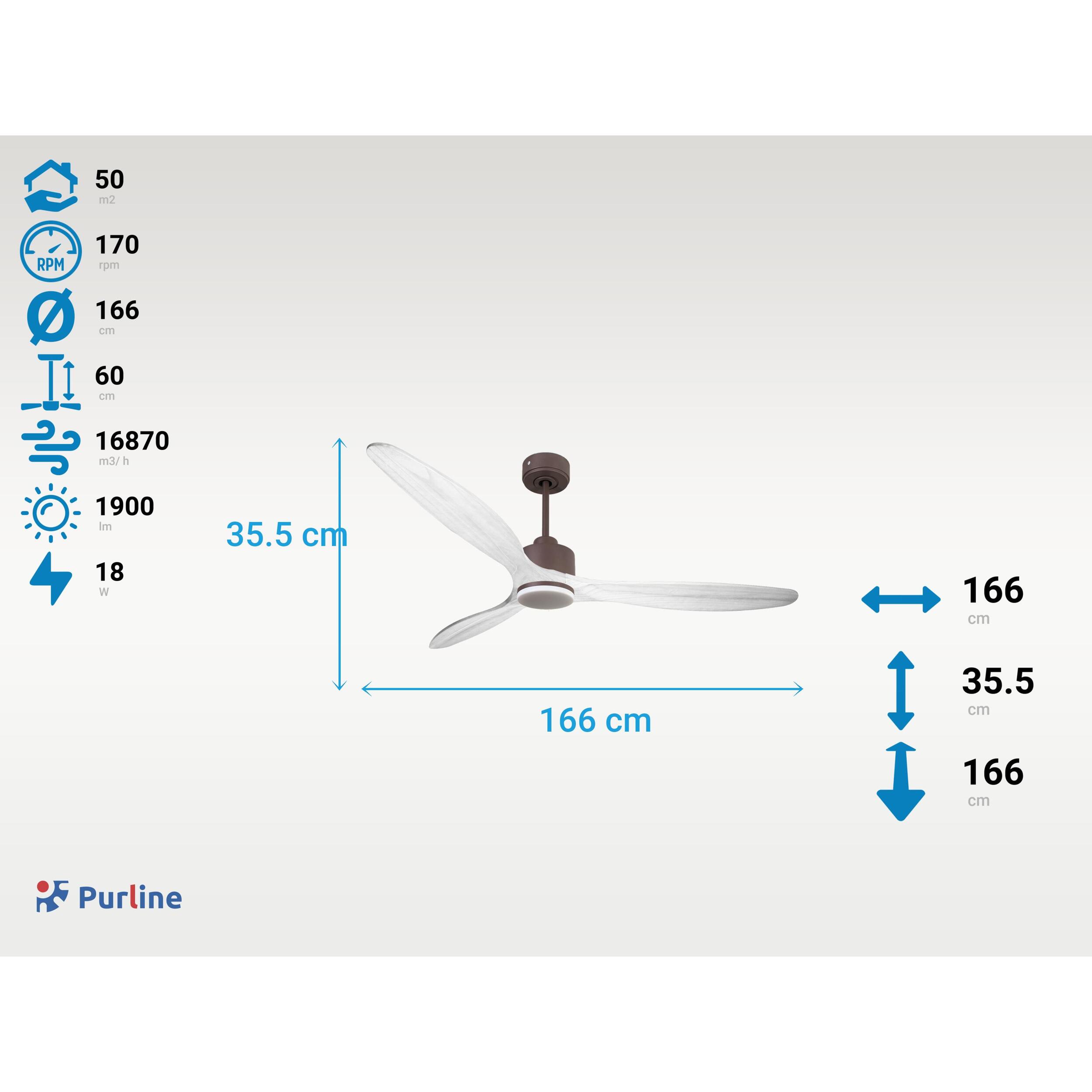 Ventilateur de plafond Réversible  Thermostat Dimmable Wifi Moteur à courant continu Toits en pente Télécommande Lumière à trois tons Hypersilence Mémoire