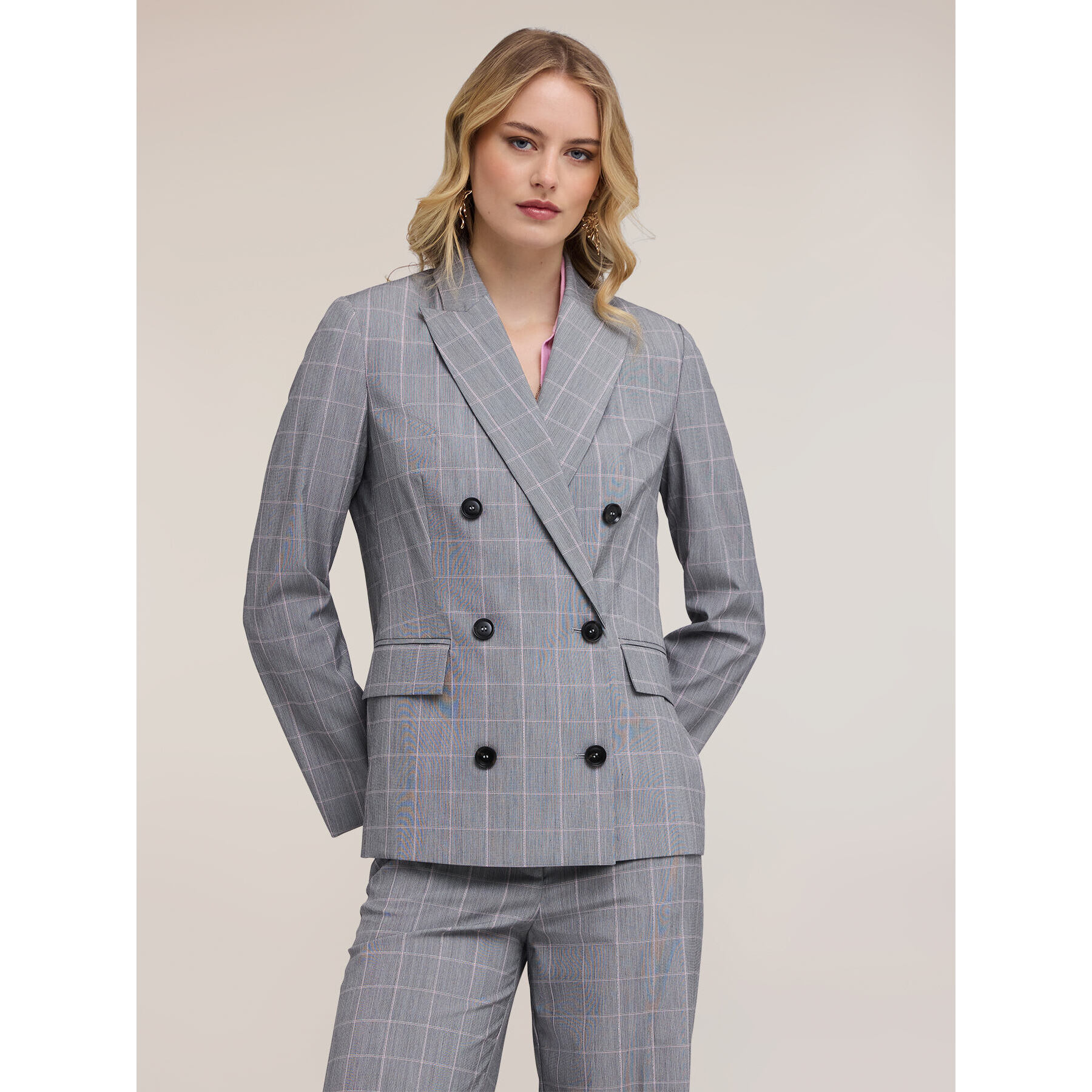Motivi - Giacca blazer fantasia principe di Galles - Grigio