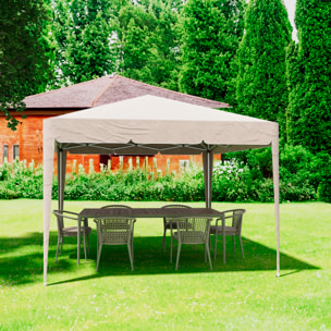 Gazebo Pieghevole Impermeabile 3 x 3 M Giardino Con 4 Sacche Pesi Sacca Trasporto Chiusura Fisarmonica Struttura Acciaio Copertura 160 gr/m² Tortora