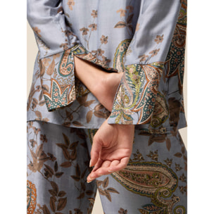 Oltre - Camisa de satén estampada - Light - blue