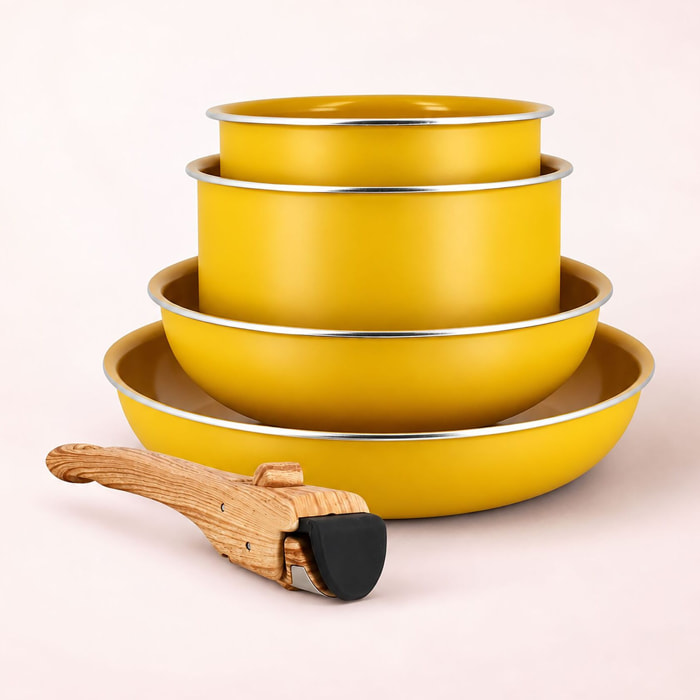 Set de 5 pièces en aluminium recyclé safran - tous feux