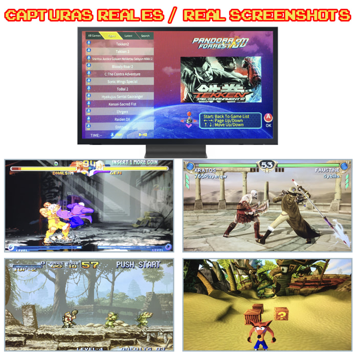 Console retrò ARACADE 3D 64Gb 4222 gioco WIFI PANDORA FORREST. Schermo completo da 10". Pieghevole e portatile.