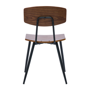 Chaises vintage en bois foncé noyer et métal noir (lot de 2) JOLINE