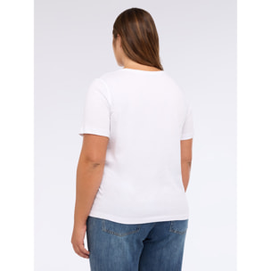 Fiorella Rubino - T-shirt in jersey con scritta ricamata - Bianco