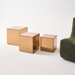Table d'appoint, bout de canapé, cube miroir 35cm MIRAGE