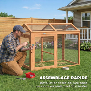 Poulailler modulable enclos extérieur pour 2 poules bois pré-huilé