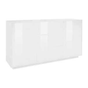 Credenza Umberto, Madia da cucina a 2 ante e 3 cassetti, Buffet da soggiorno, 100% Made in Italy, cm 160x41h86, Bianco lucido