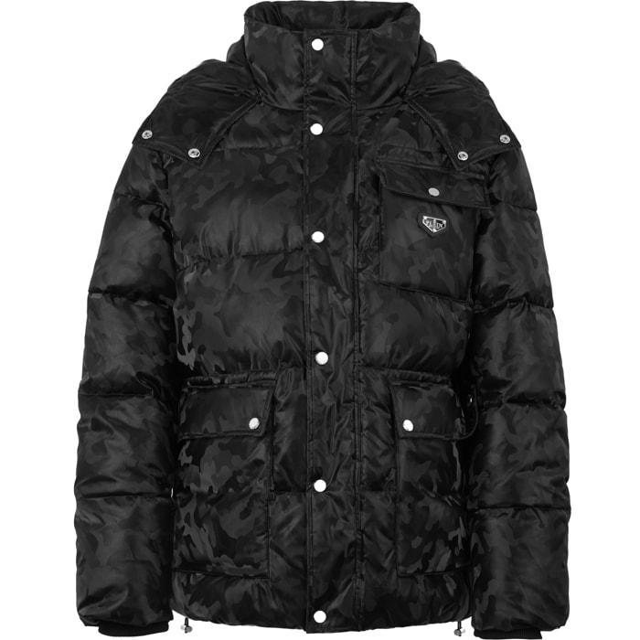 PHILIPP PLEIN Shiny Nylon Puffer Jacket Camouflage