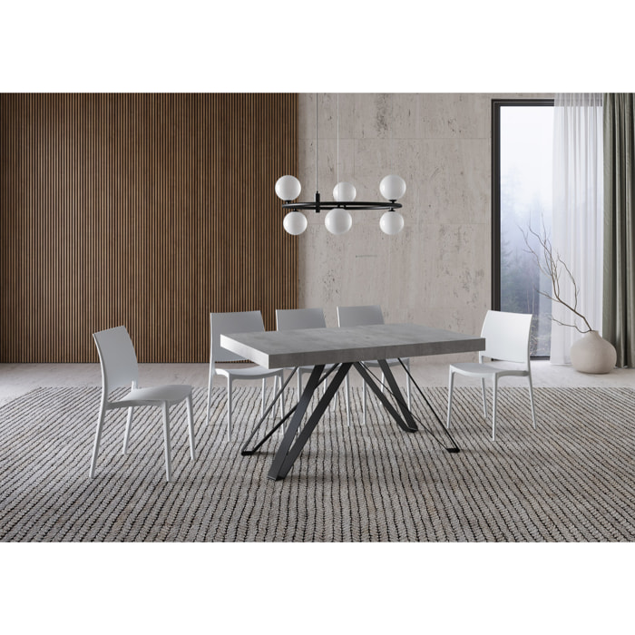 Table extensible 90x160/420 cm Terium gris béton pieds anthracite