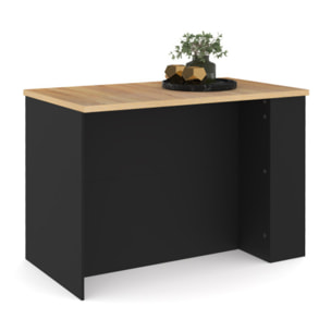 Ilot de cuisine Dario bois et noir avec rangements