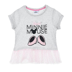 Minnie Maglietta Maniche Corte Grigio con Volant Lei Disney Grigio