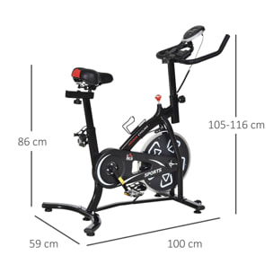 Vélo d'appartement cardio vélo biking écran multifonction selle et guidon réglable noir