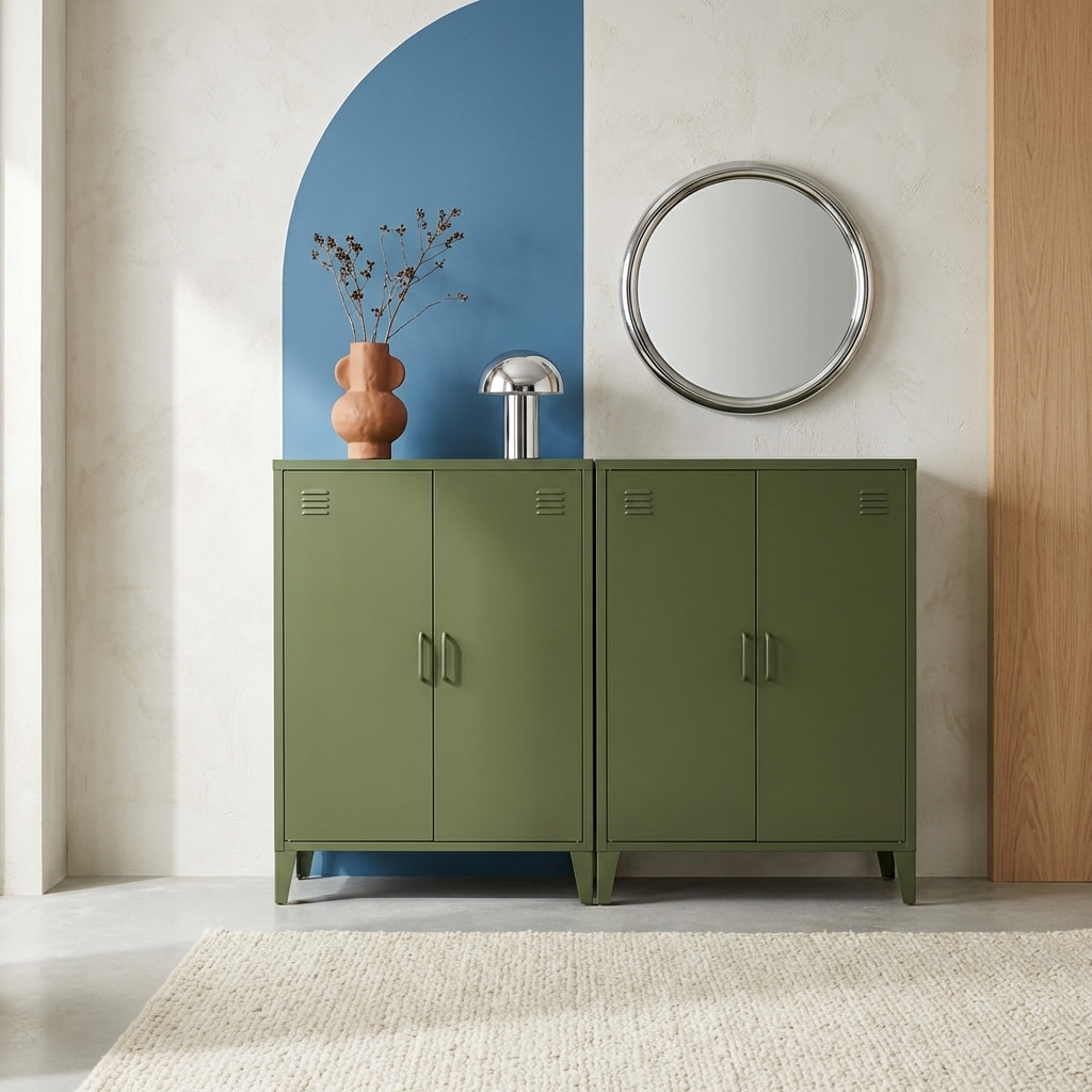 Commode/armoire métal 2 portes (lot de 2) SOHO