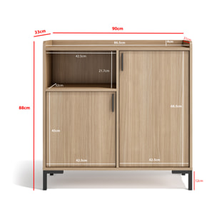 Aparador entrada Dover melamina nogal claro 88x90x33 cm