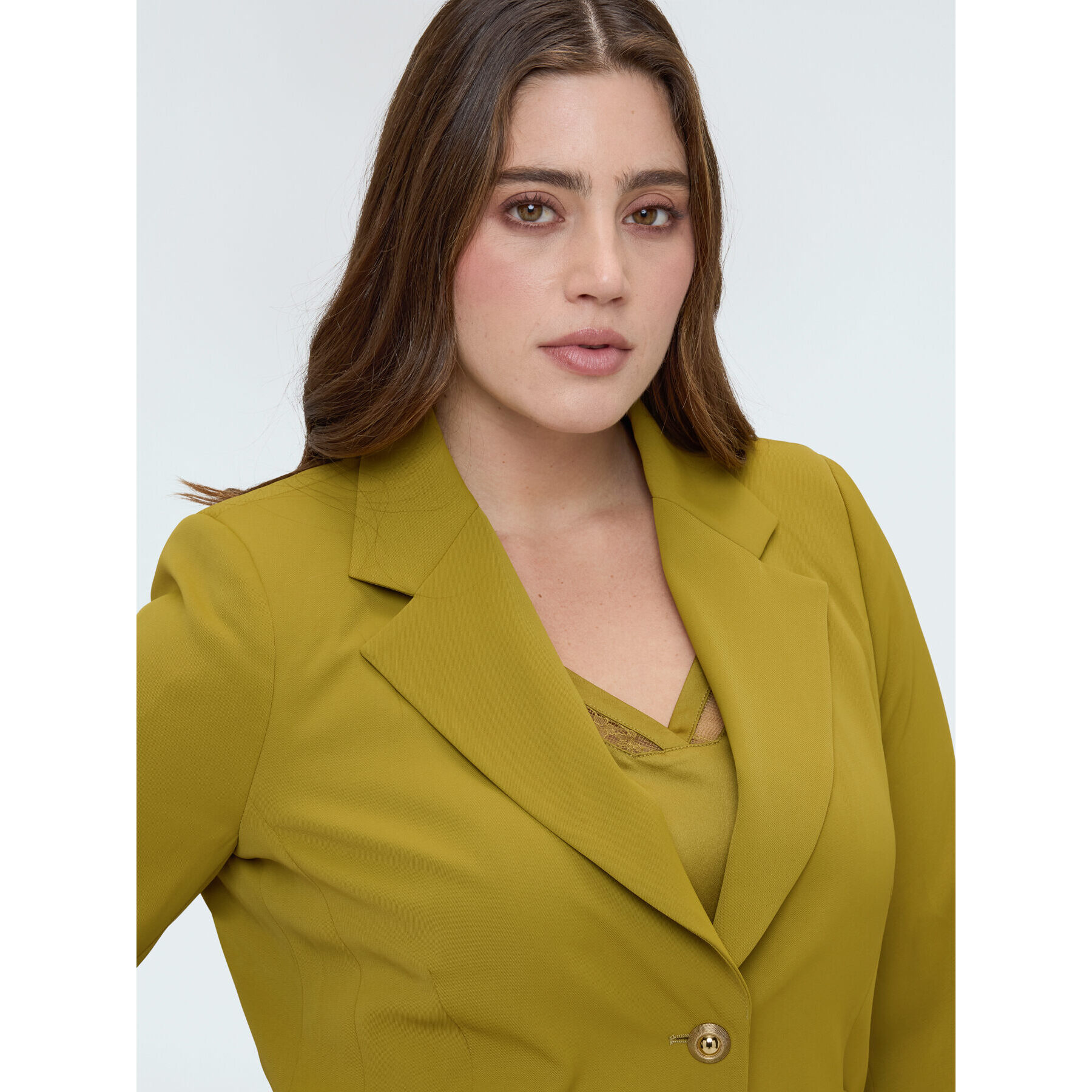 Fiorella Rubino - Blazer estructurado con botón joya - Verde claro