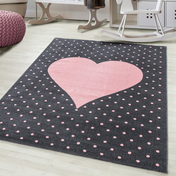 BAMBI - Tapis enfants à motif coeur rose