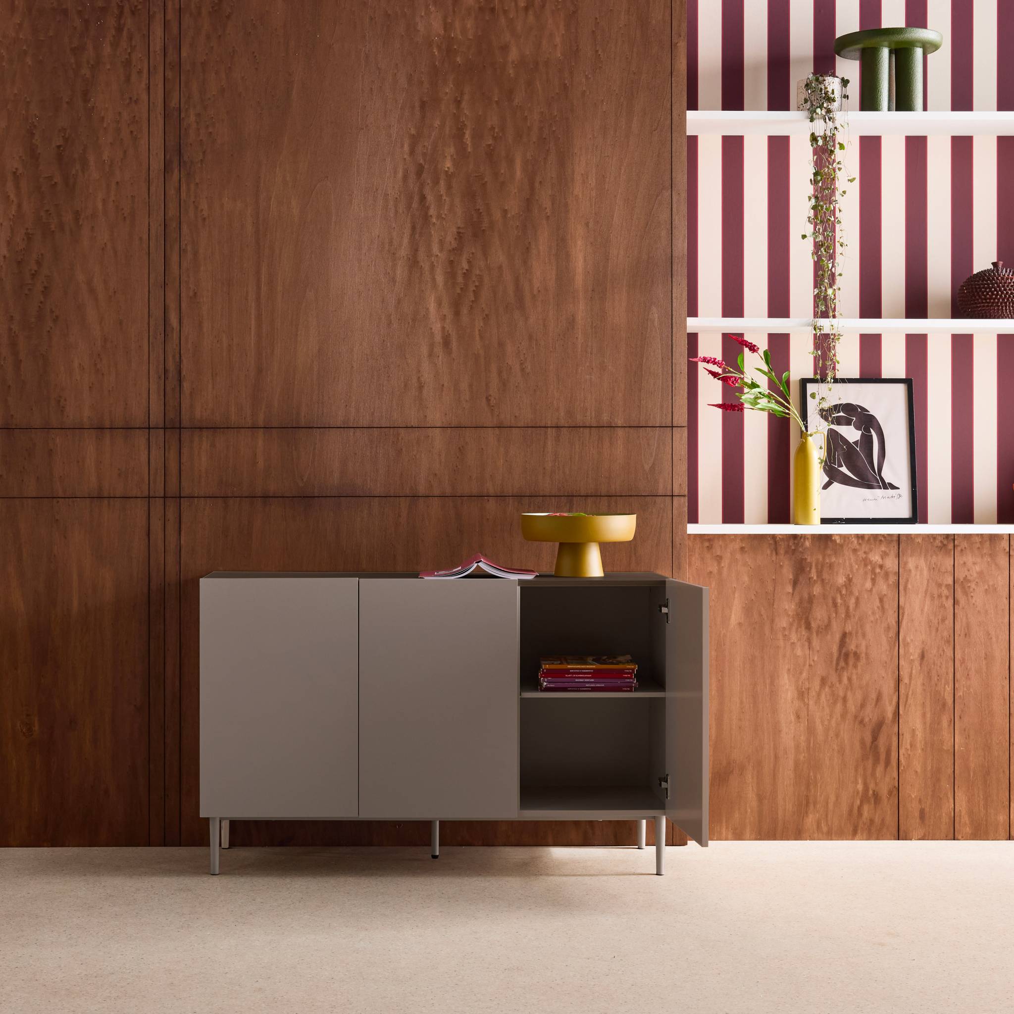 Buffet métal et décor bois 3 portes 120cm ASHTON