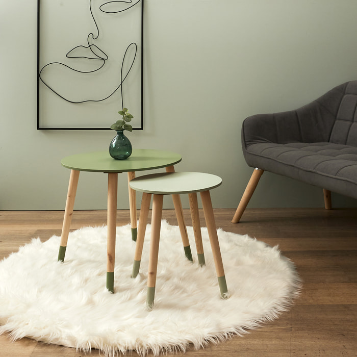 Table Gigogne Bicolore Vert X2