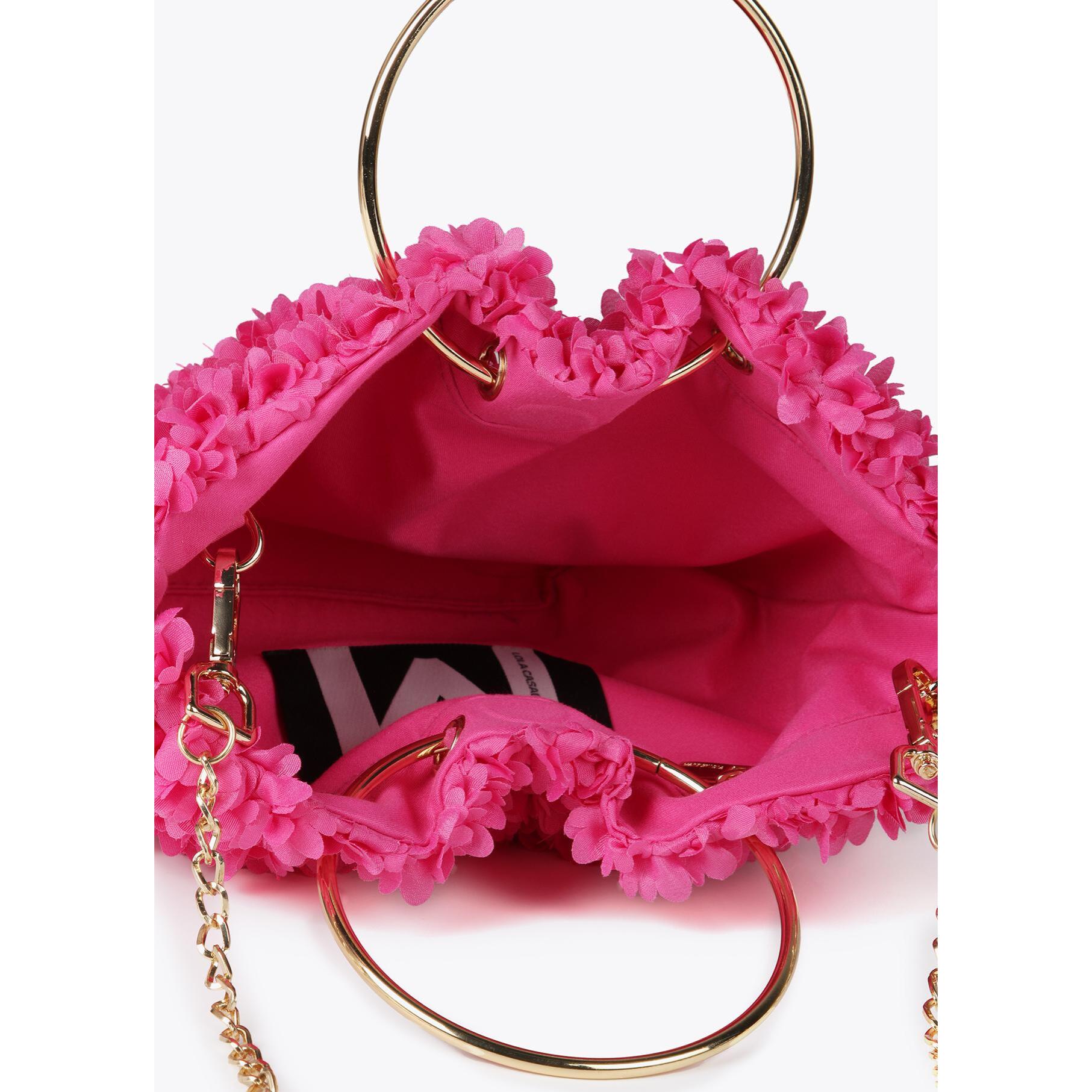 Mini borsa manici in metallo tessuto a fiori