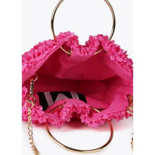 Mini borsa manici in metallo tessuto a fiori