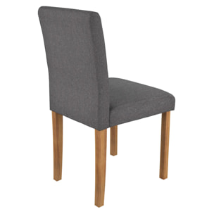 Lot de 2 chaises en tissu gris foncé et pieds en bois d'hévéa - Havane