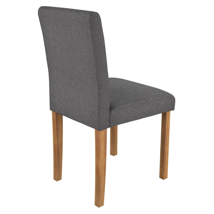 Lot de 2 chaises en tissu gris foncé et pieds en bois d'hévéa - Havane