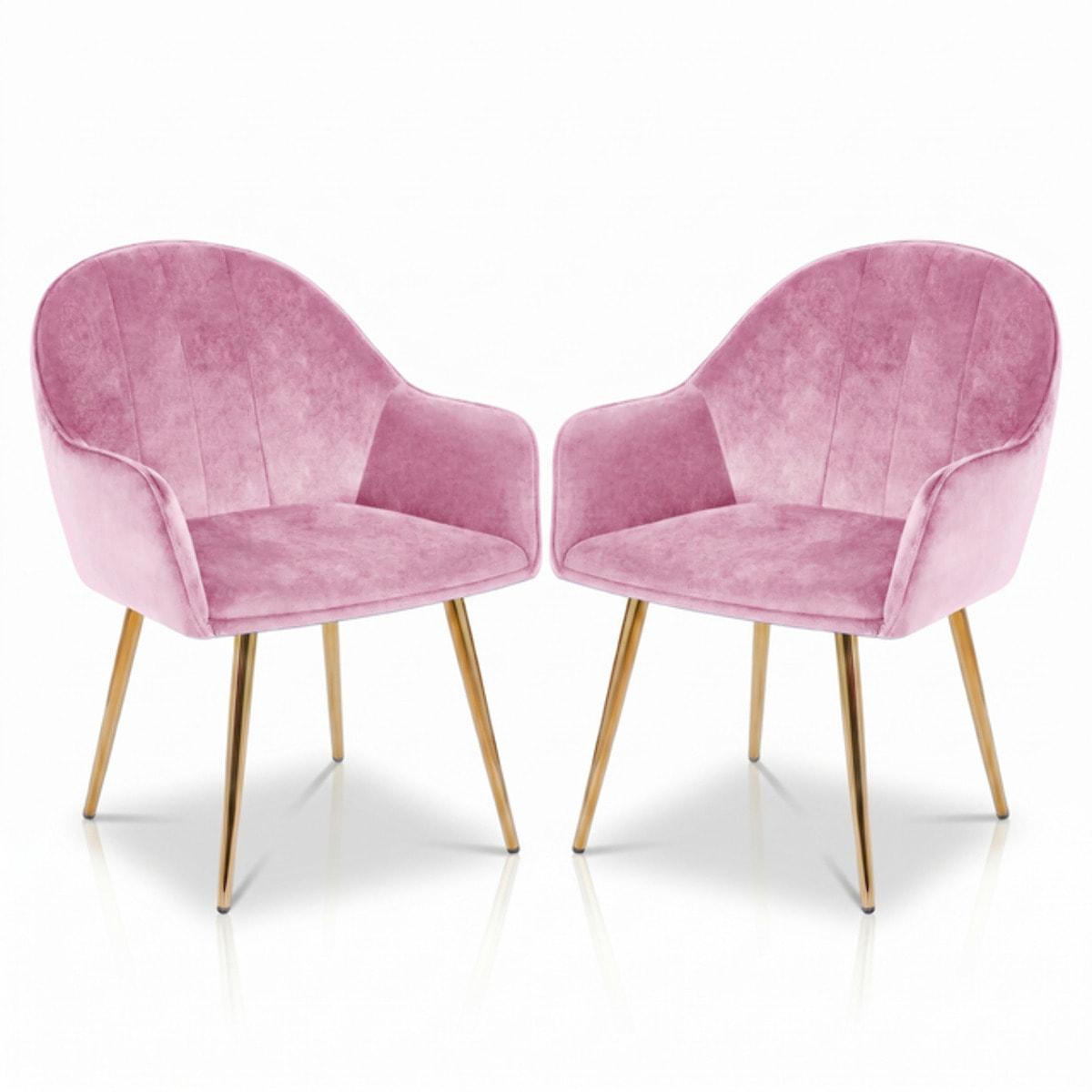 Set 2 poltrone in velluto con gambe oro, sedie imbottite design elegante e moderno, struttura in legno con schienale e seduta confortevoli, rivestimento effetto velluto morbido, ideali per soggiorno camera e ufficio, stile raffinato