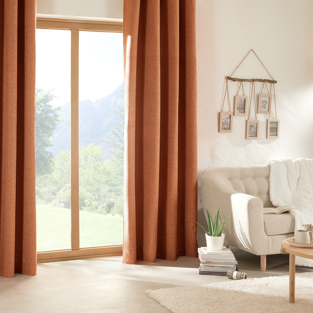 Rideau isolant occultant Soana rose terracotta 140x260cm