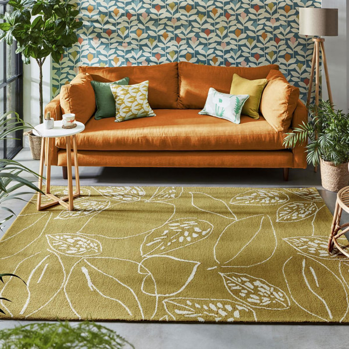 Tapis salon et chambre fait à la main en laine motif floral CHICDOUE