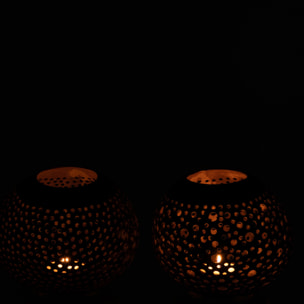 J-Line photophore Noix De Coco - rotin- marron - 2 pcs