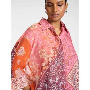 Elena Mirò - Camicia organza lyocell stampata - Arancione