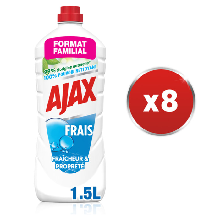 Pack de 8 - AJAX nettoyants ménagers Ajax d'origine Végérale Trad Frais 1,25l