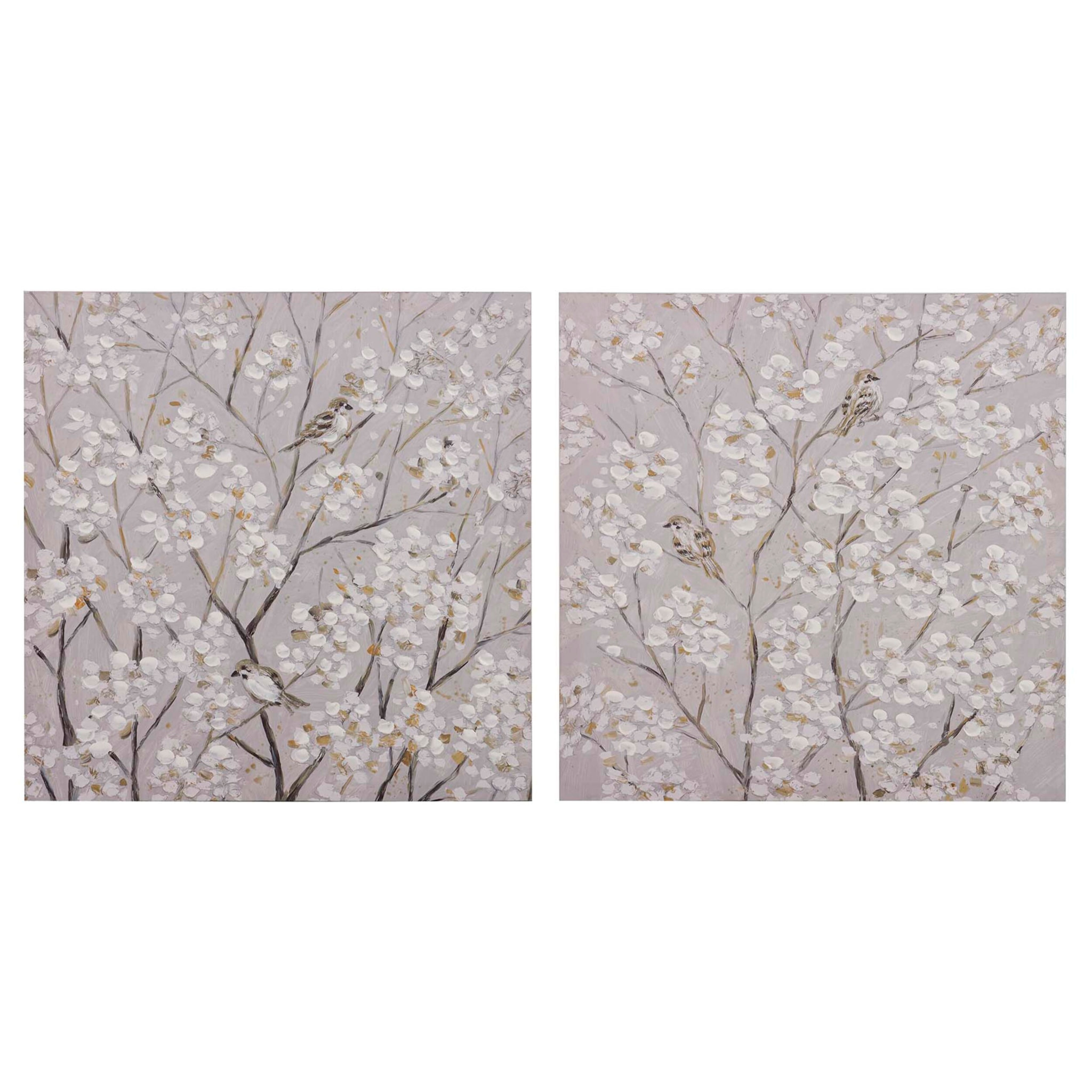 Set 2 Lienzos Almendro 40% Pintado Mano 60x3x60 Cm