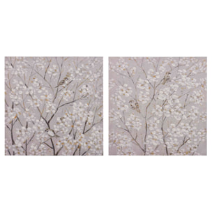 Set 2 Lienzos Almendro 40% Pintado Mano 60x3x60 Cm