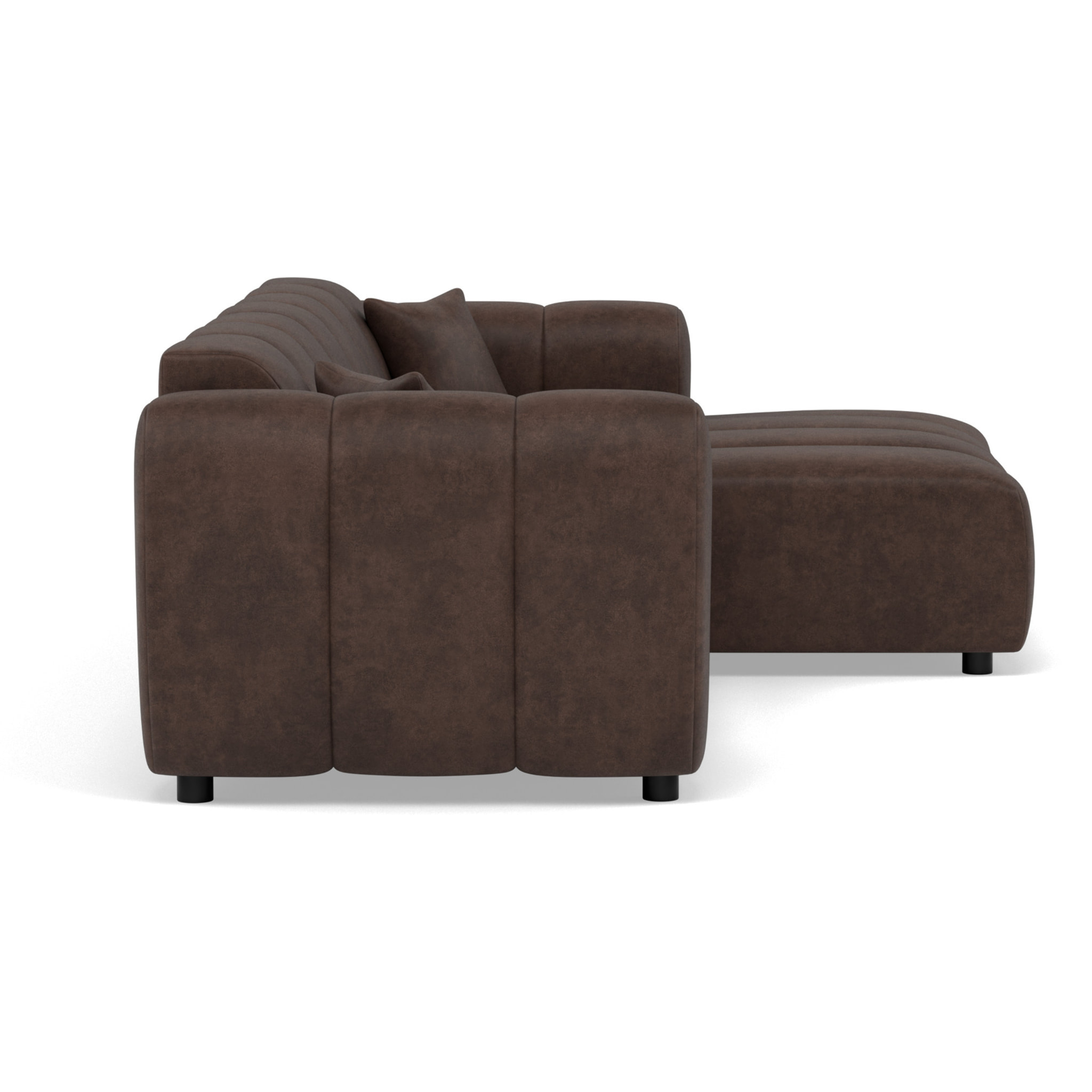 Curtis - canapé d'angle droit 4 places en simili - Marron