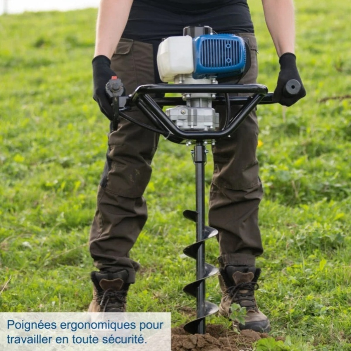 Tarière Thermique EB2000 - Tarière de jardin - 1450W - Longueur de la tarière 800mm - Maniable avec 2 poignées - Trous de forage max. 200mm - Forets 100, 150, 200mm inclus - SCHEPPACH - 5904704903