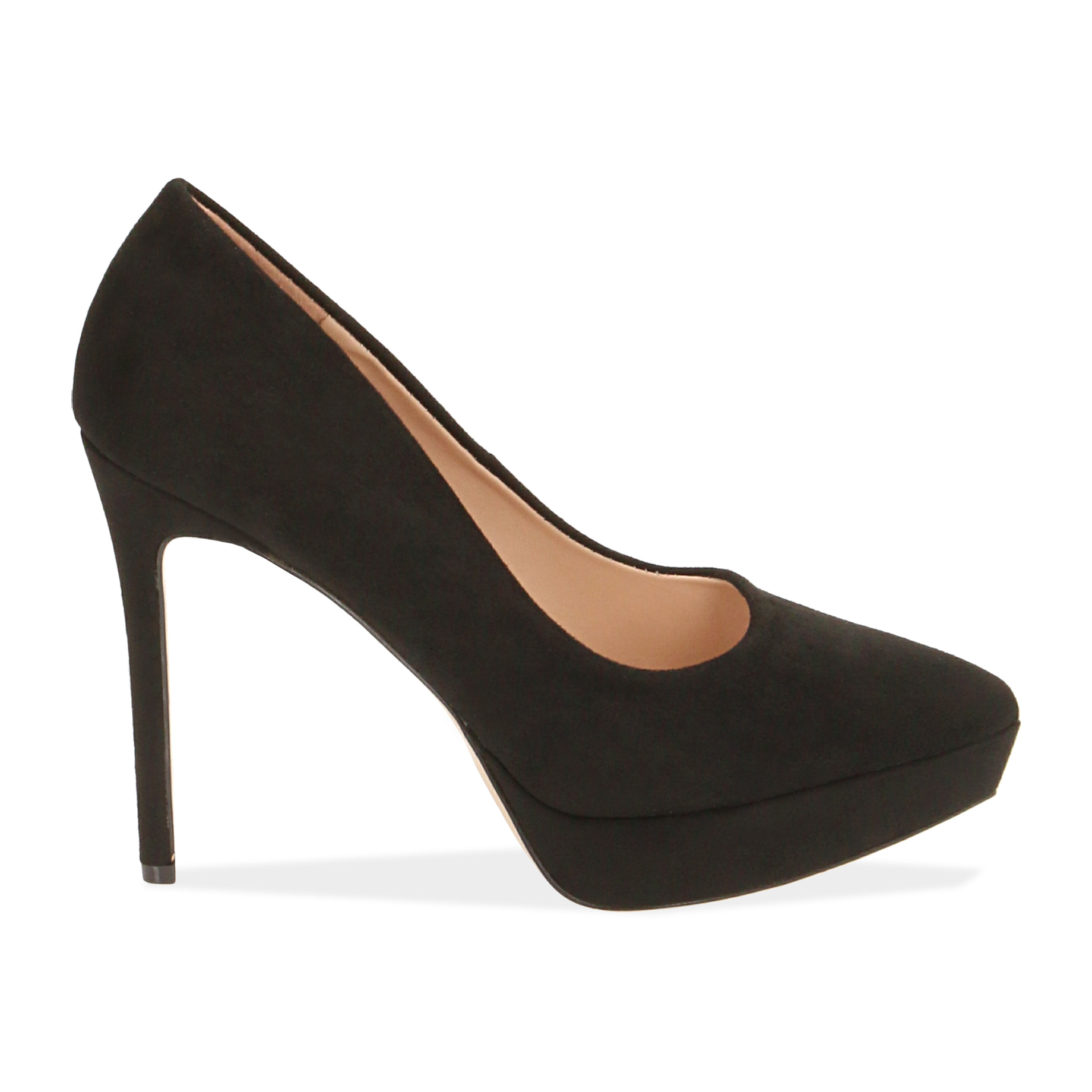 Décolleté nere in microfibra con plateau, tacco 11,5 cm