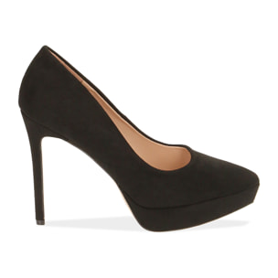 Décolleté nere in microfibra con plateau, tacco 11,5 cm