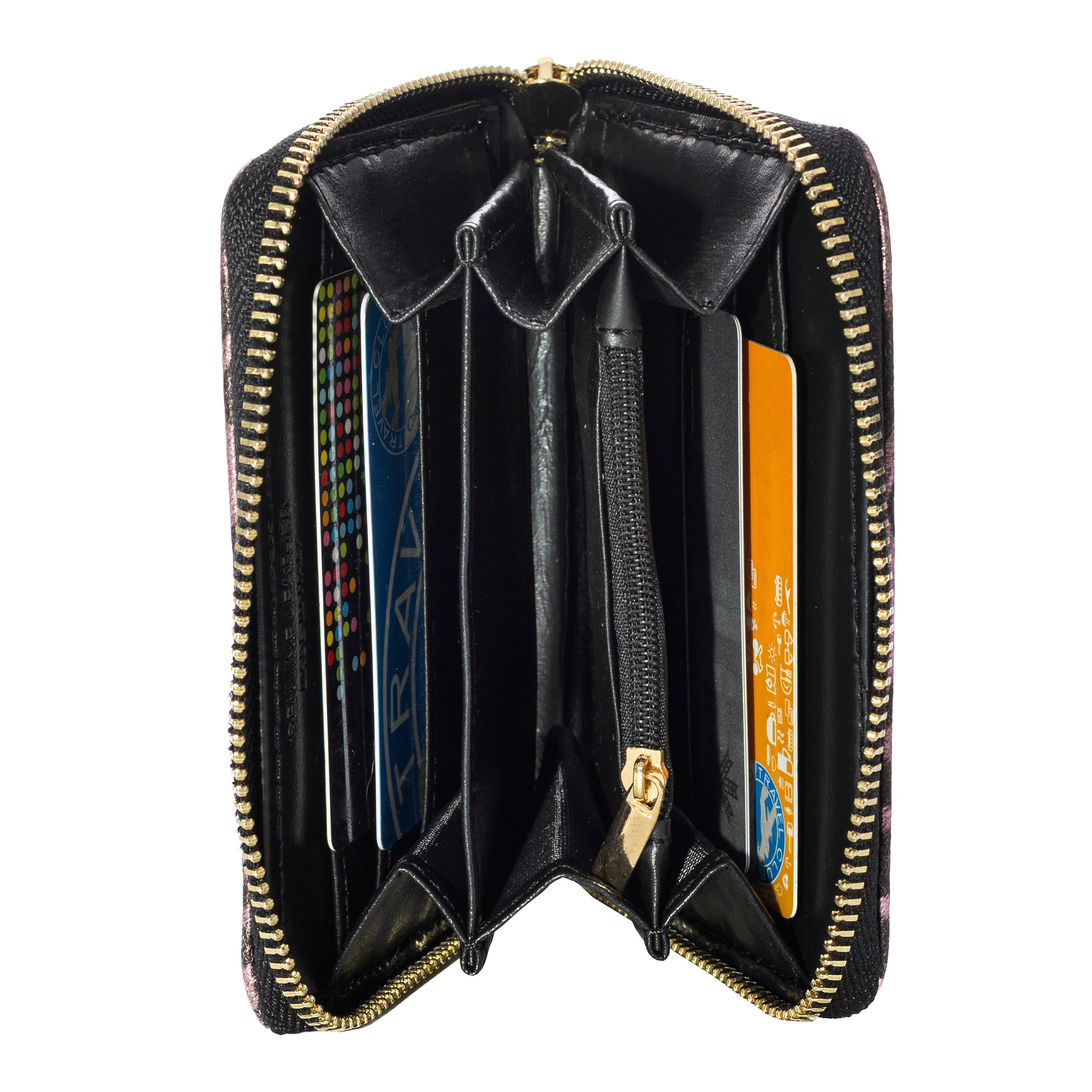 Avelengo cartera mujer, de piel auténtica Gamuza con estampado animal print leopardo lacada brillante.