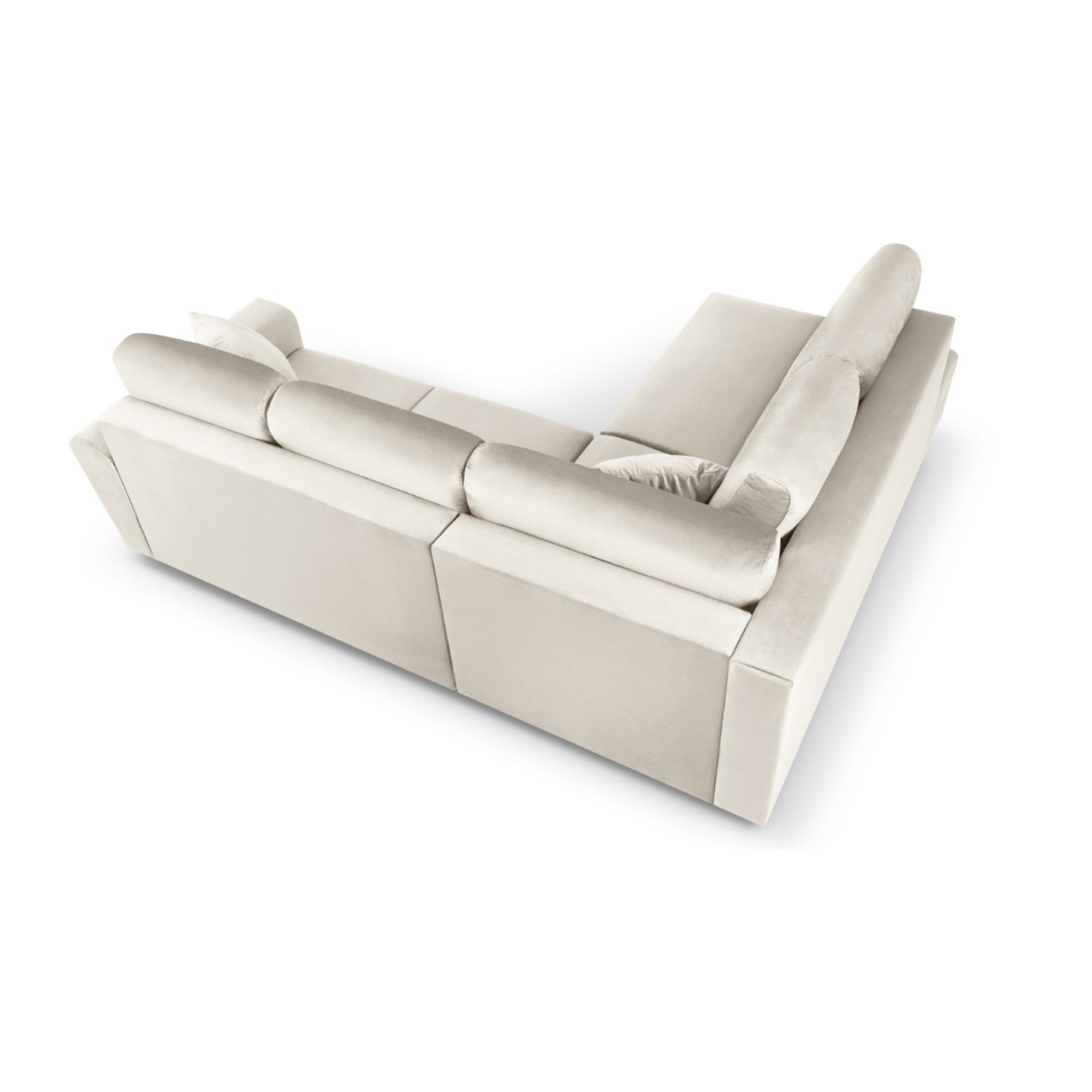 Canapé d'angle gauche convertible avec coffre de rangement "Kyoto" 5 places en velours beige clair