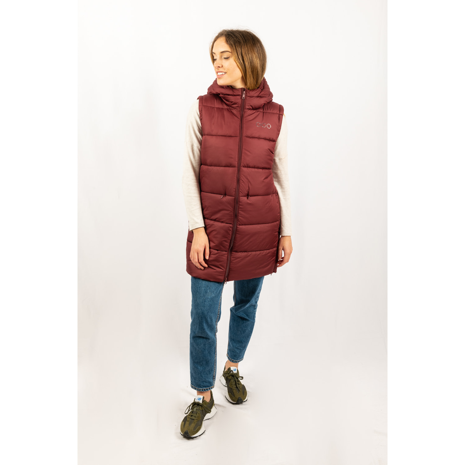 Chaleco para mujer ECOON Barcelona Long Vest - granate oscuro