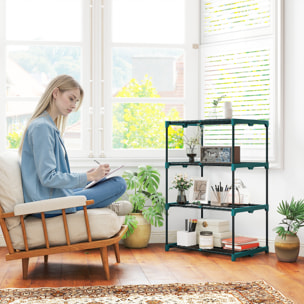 Soporte para Plantas de 4 Niveles, Estantería para Plantas de Acero, Estantes de Rejilla, Soporte para Macetas, Interior y Exterior, 67x49x105 cm, Verde Oscuro