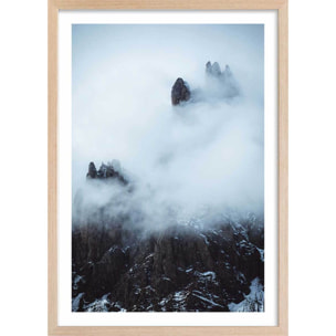 Affiche paysage tempête dans les alpes suisses Affiche + cadre en bois - Chêne
