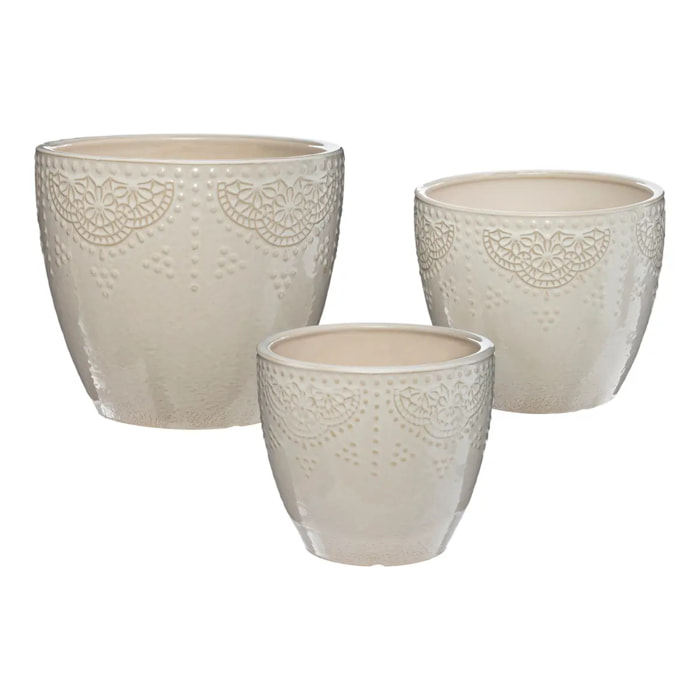 Set de 3 pots - "Bijoux" - céramique - blanc