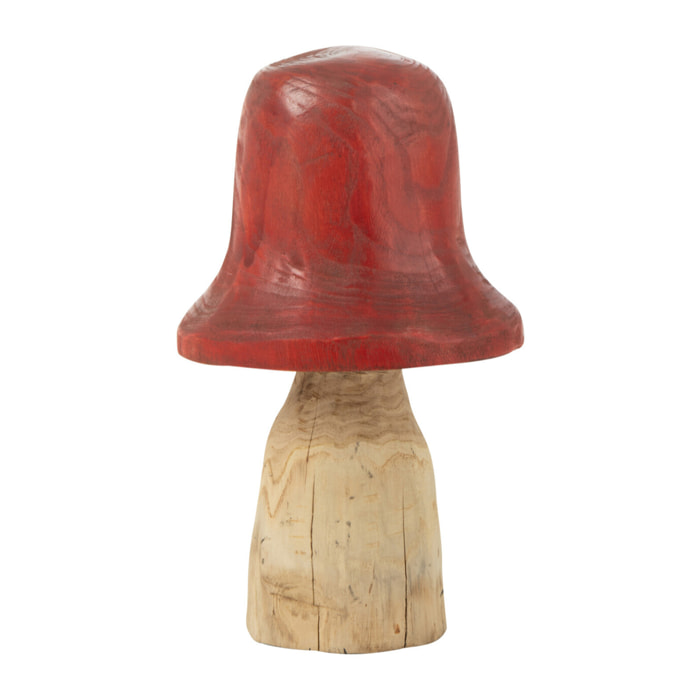 J-Line décoration Champignon Cloche - hout - rouge/naturel - medium